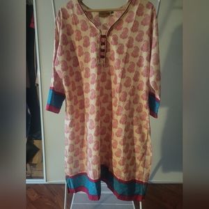 Women's pink kurta with matching bottom